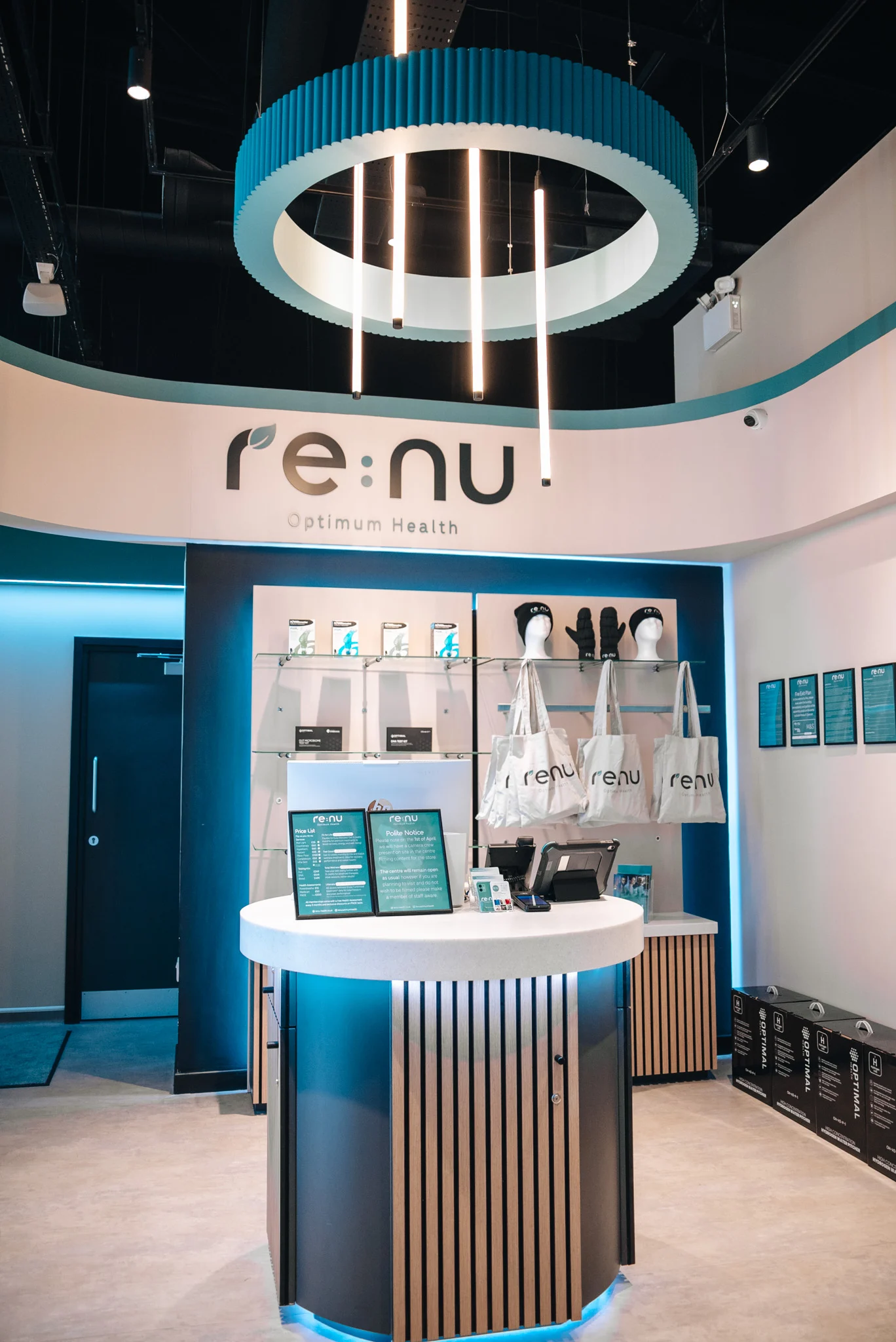 Interior of Re:nu wellness centre in Charlton Riverside, Greenwich, SE London
